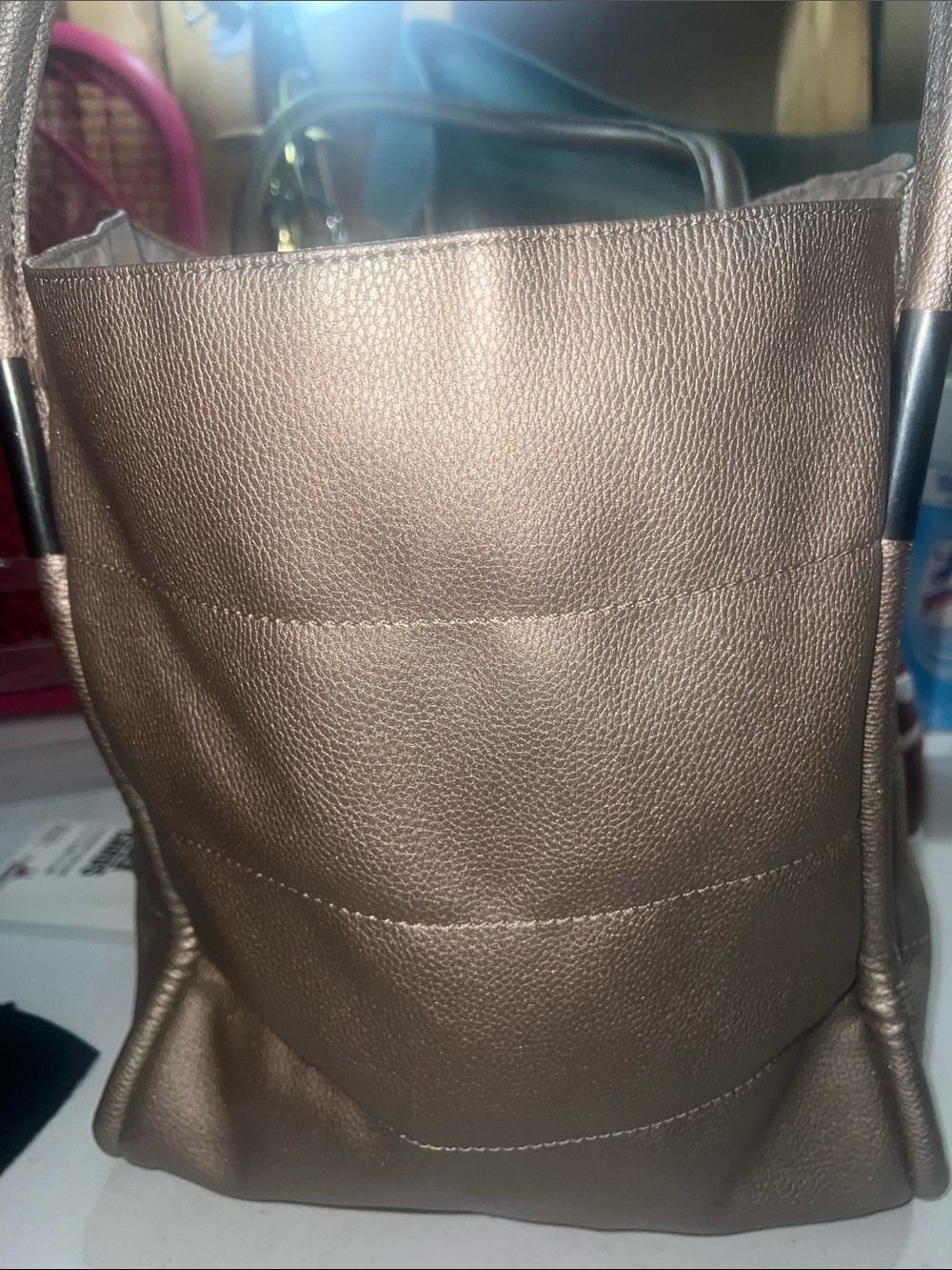 Neiman Marcus Metallic Gold Tote Bag.